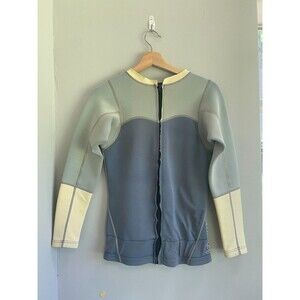Lemorecn Neoprene Wet Suit Jacket Top Women Sz 6 Full Zip Mint Green Yellow Gray